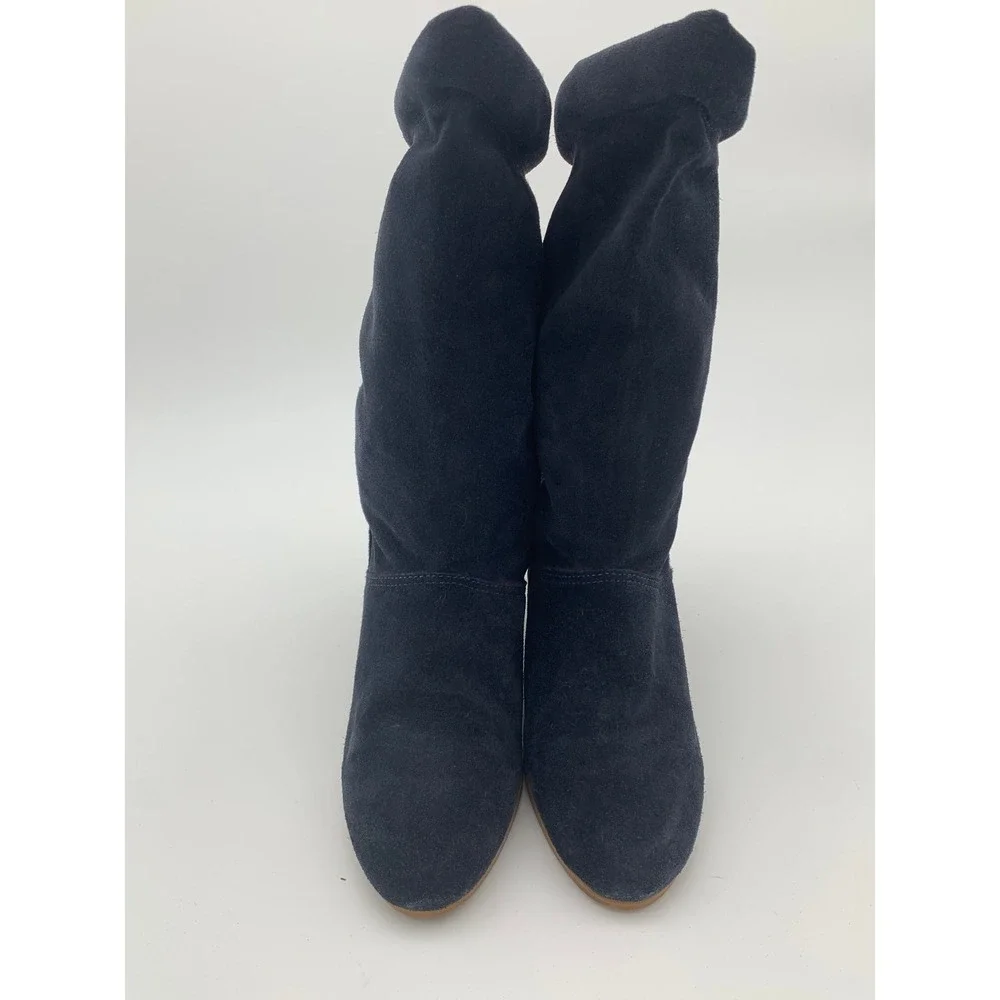 GH Bass Womens Black Suede Slouch Boots Low‎ Heel Round Toe Mid Calf Size 8.5